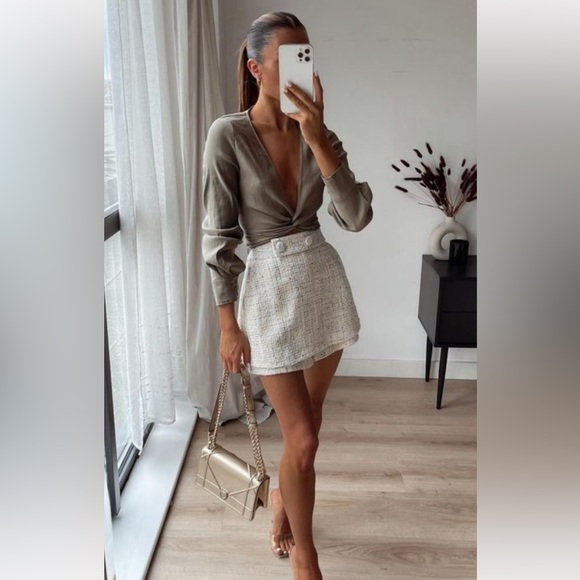 Zara knotted crop chemise blouse - Picture 3 of 5